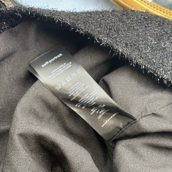 🆕 SELF-PORTRAIT 🧿 NWOT Black Tinsel Boucle Halter Mini Dress, Sz UK 10 US 6 - Picture 14 of 16